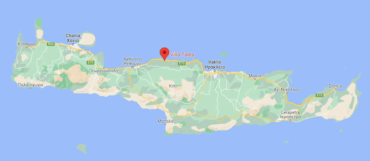Map with the location of Villa Talea indicated