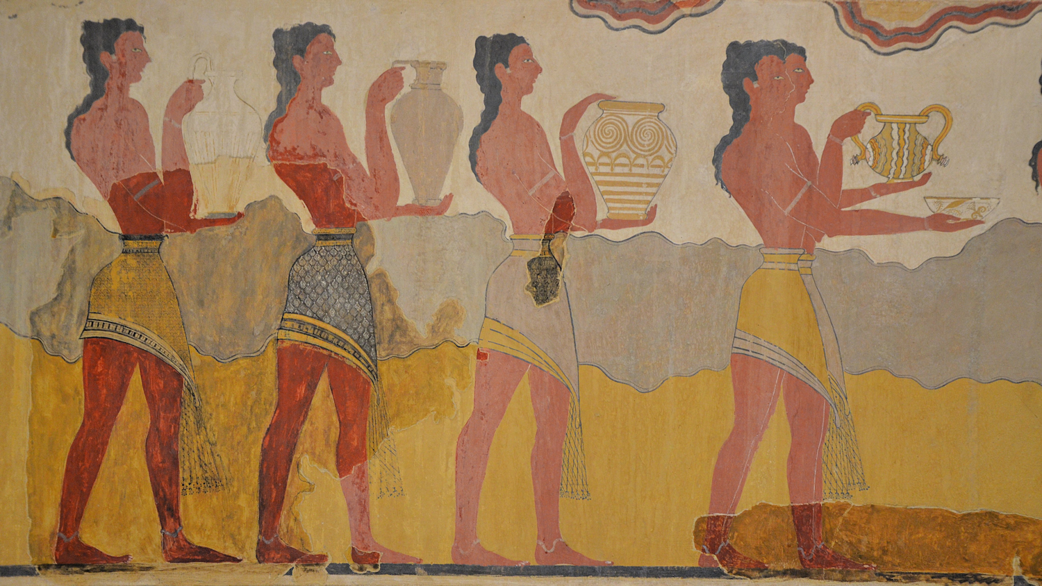 Procession Fresco from Knossos, Neopalacial period, 1600 - 1450 BC, Heraklion Archaeological Museum