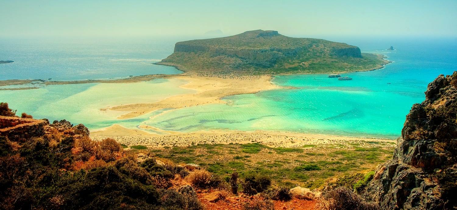 Balos Lagoon at the Gramvousa peninsula in western Crete. One of the spectacular beaches of Crete.