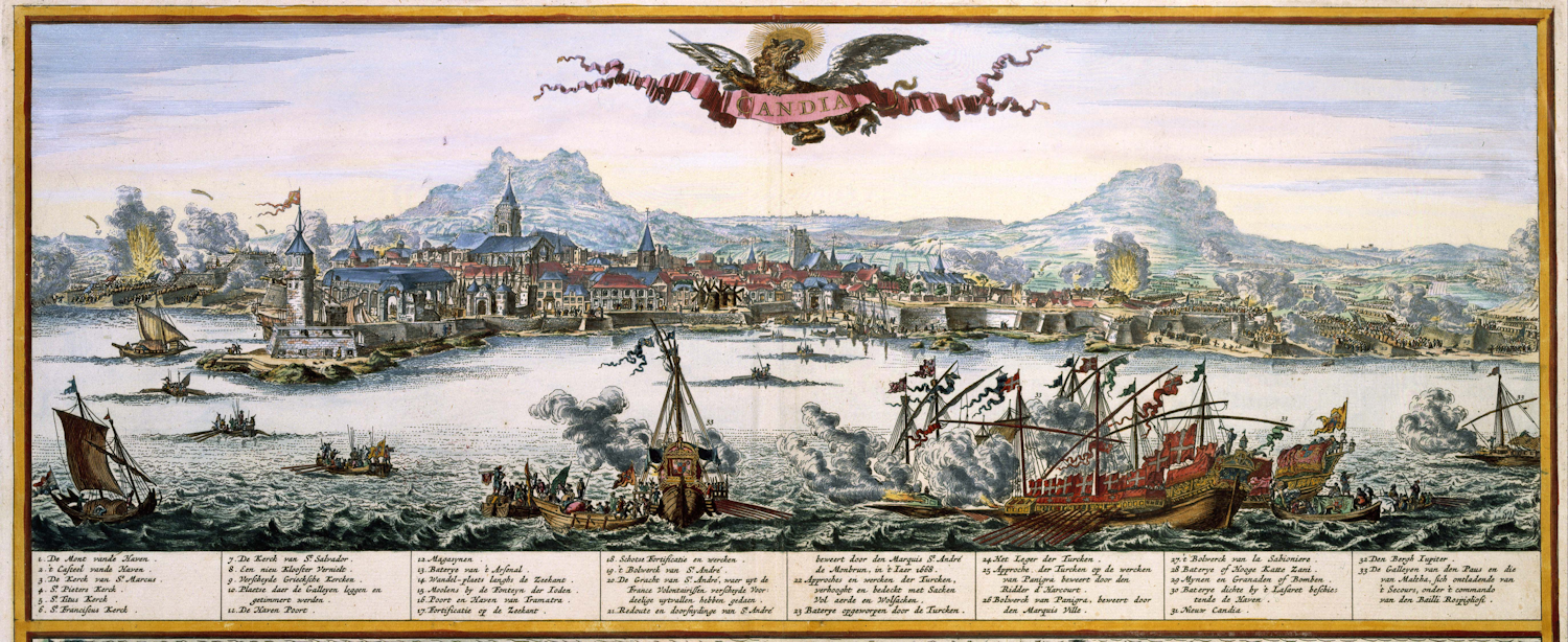 The siege of Candia. (1648-1669) By Nicolaes Visscher I (1618-1679)